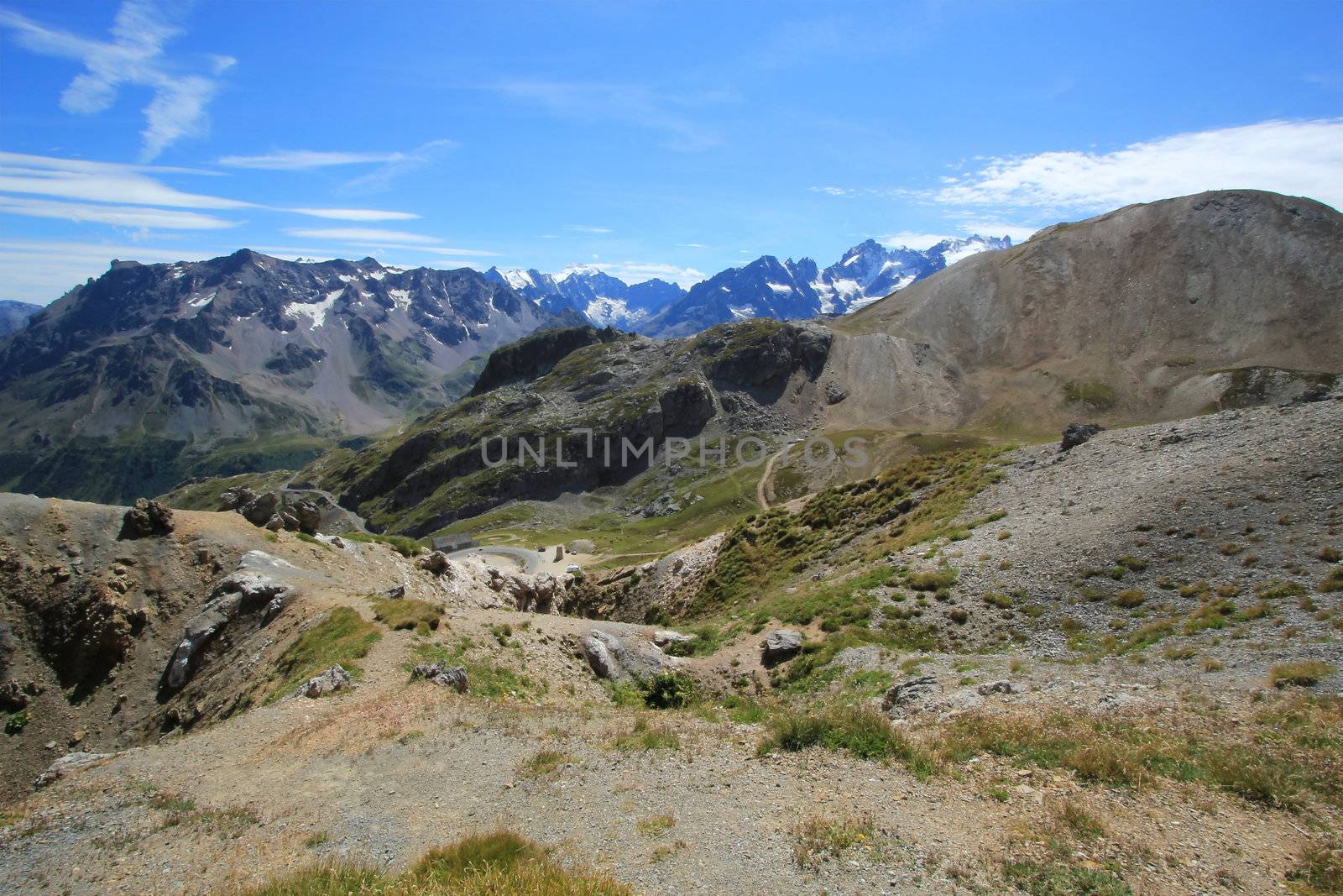 View from Galibier pass, Alps, France by Elenaphotos21