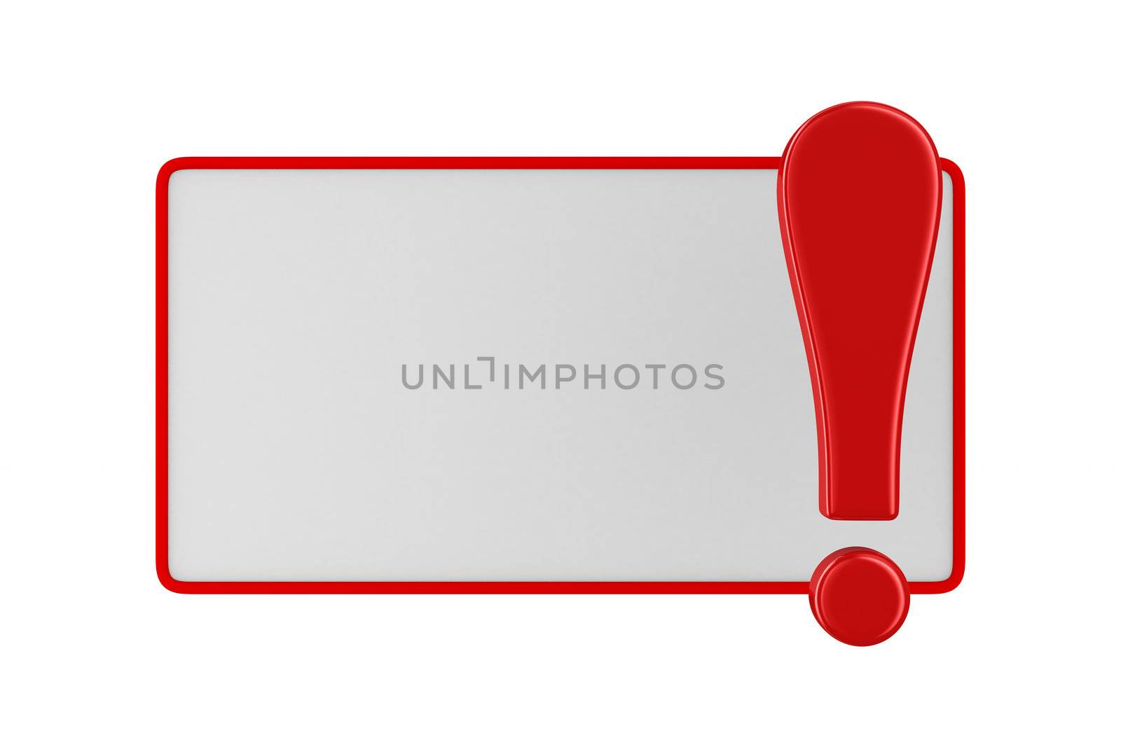 billboard with exclamation point on white. Isolated 3D image