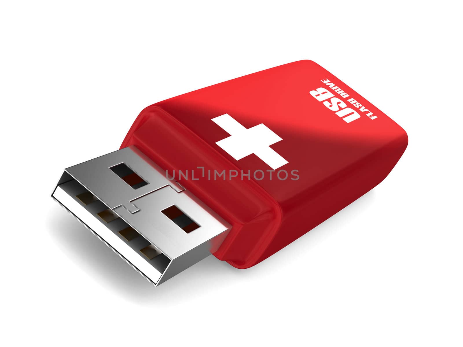rescue usb flash drive on white background. Isolated 3D image