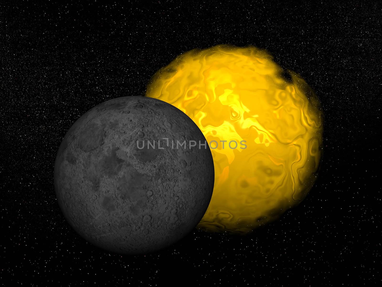 Partial eclipse of the sun - 3D render by Elenaphotos21