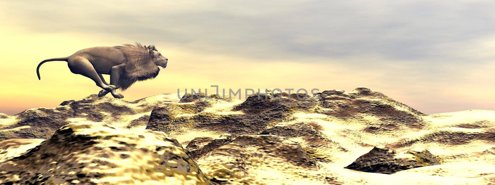 Lion running - 3D render by Elenaphotos21