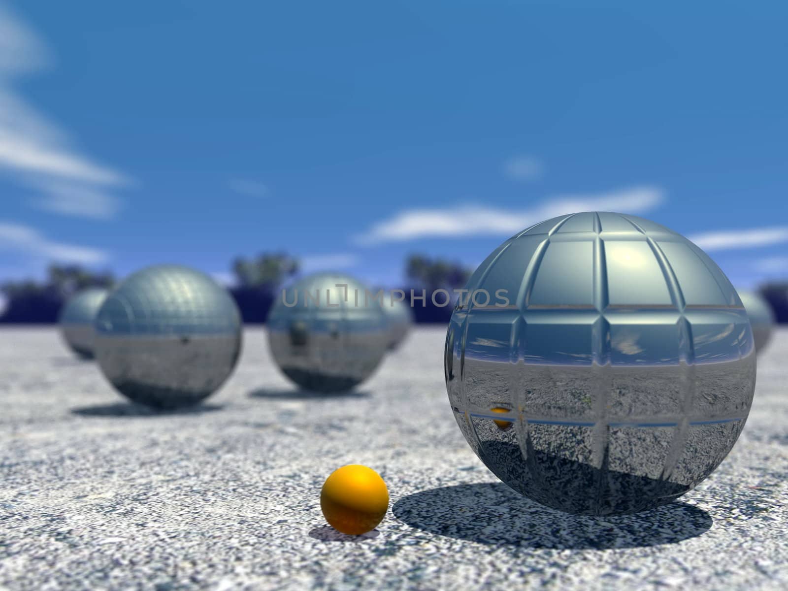 Outdoor petanque game - 3D render by Elenaphotos21
