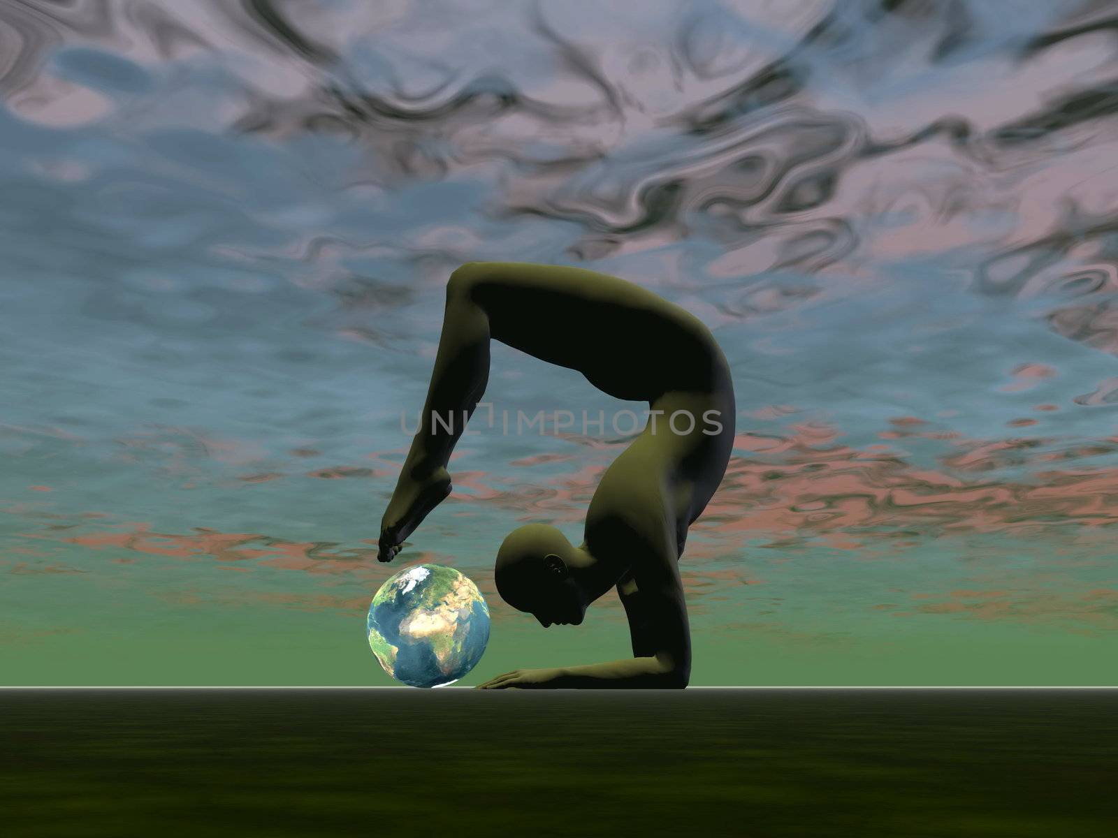 Yoga for the earth - 3D render by Elenaphotos21
