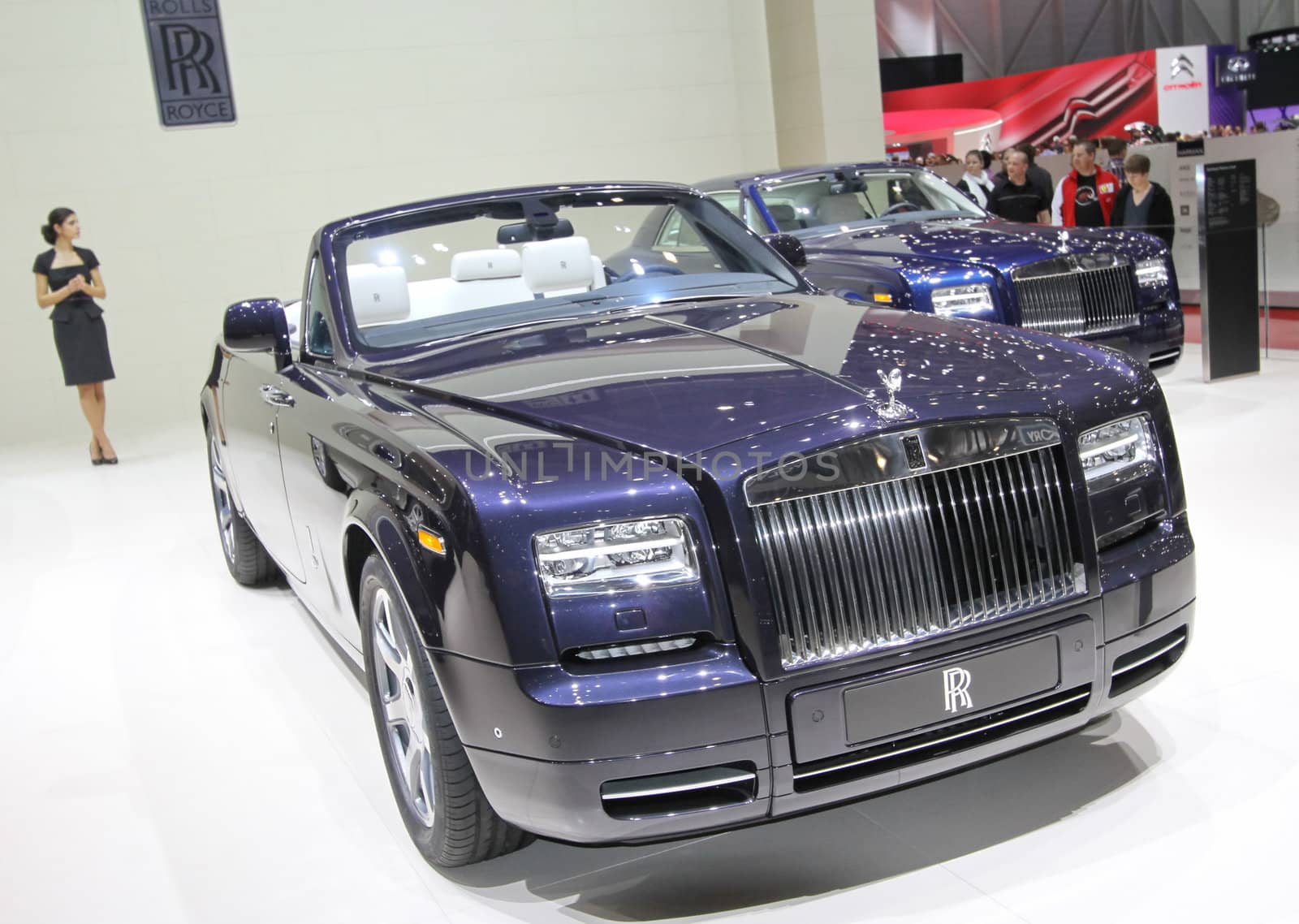 GENEVA - MARCH 8 : Rolls Royce Phantom Drophead Coupe on display at the 83st International Motor Show Palexpo - Geneva on March 8, 2013 in Geneva, Switzerland.