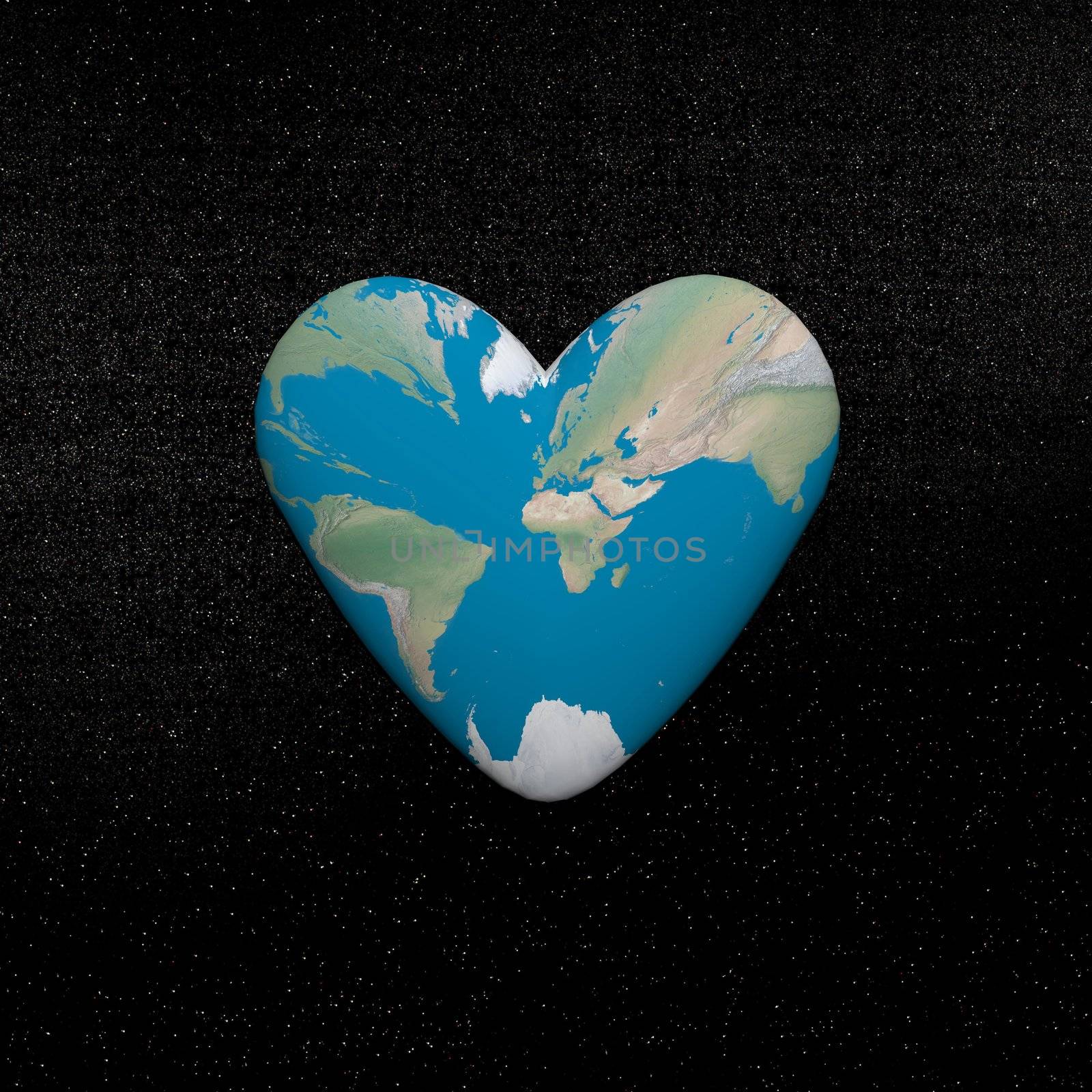 Earth map on heart - 3D render by Elenaphotos21