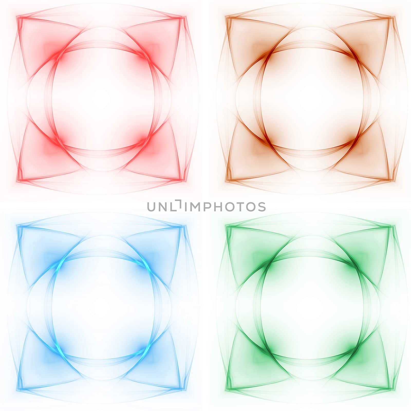 collage of glowing patterns in four different colours by lkant
