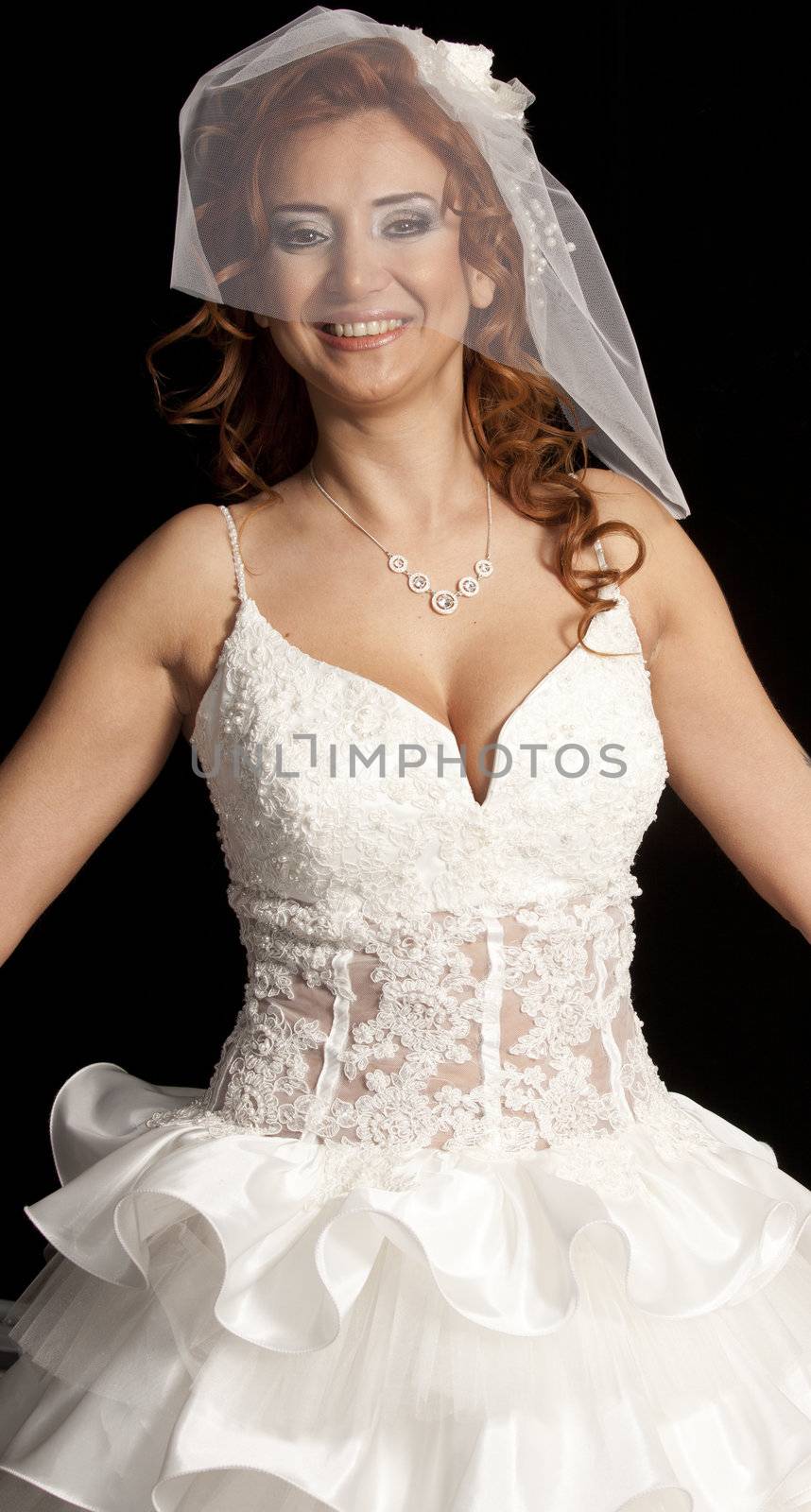Portrait of beautiful bride. Wedding dress by senkaya