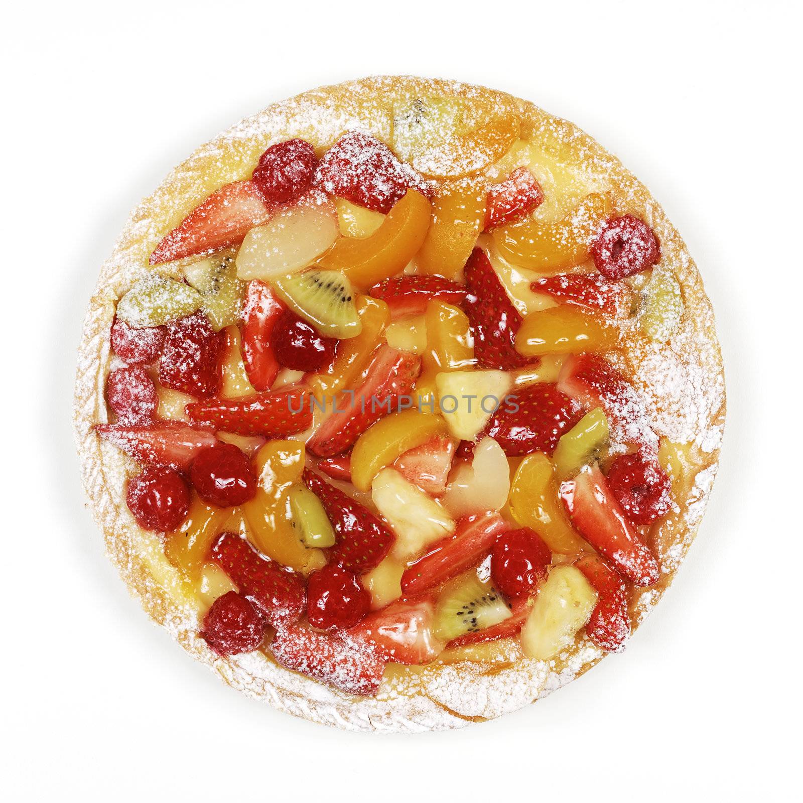 Fruit tart cake isolated on a white background 