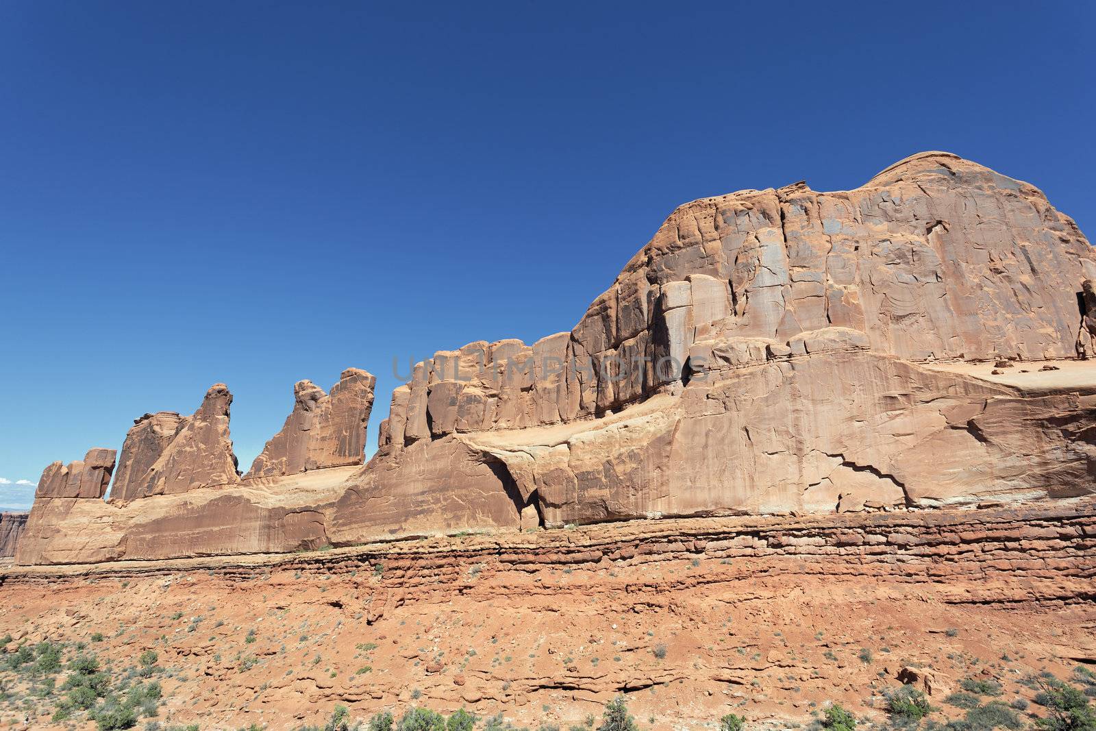 view of red rocks in Arches National park, Utah 