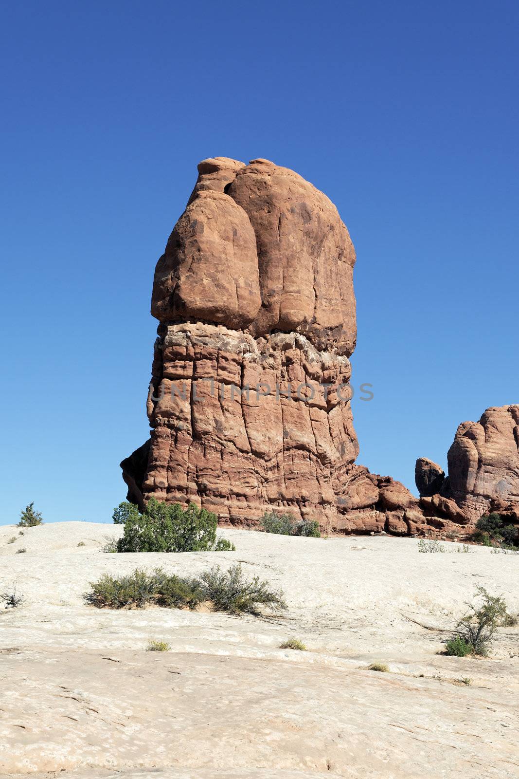 A red Rock formation, located in Arches National Park in Moab, Utah 