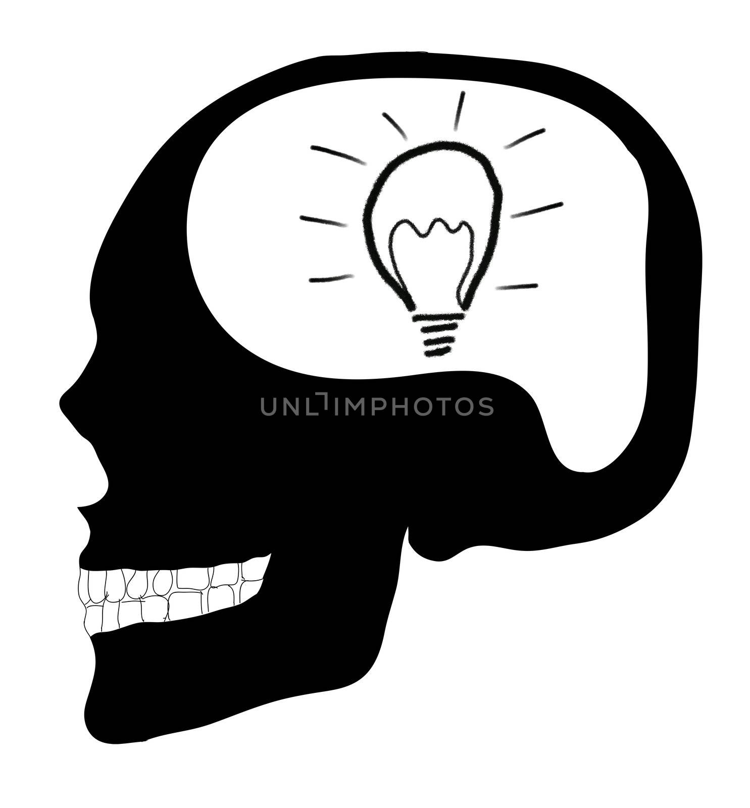 Think Skull with Lightbulb