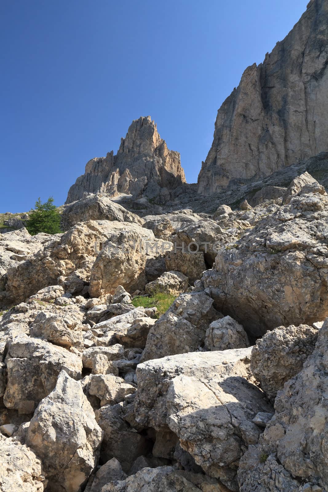 rocky slope on Catinaccio mount, Trentino Alto Adige, Italy