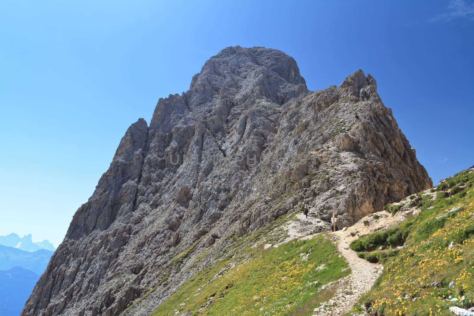 Roda di Vael mount and Vaiolon pass on Catinaccio group, Italian Dolomites