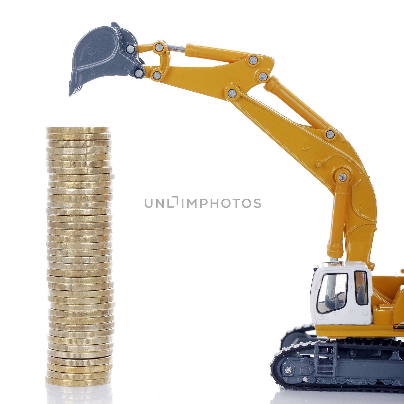 euro money coins with digger