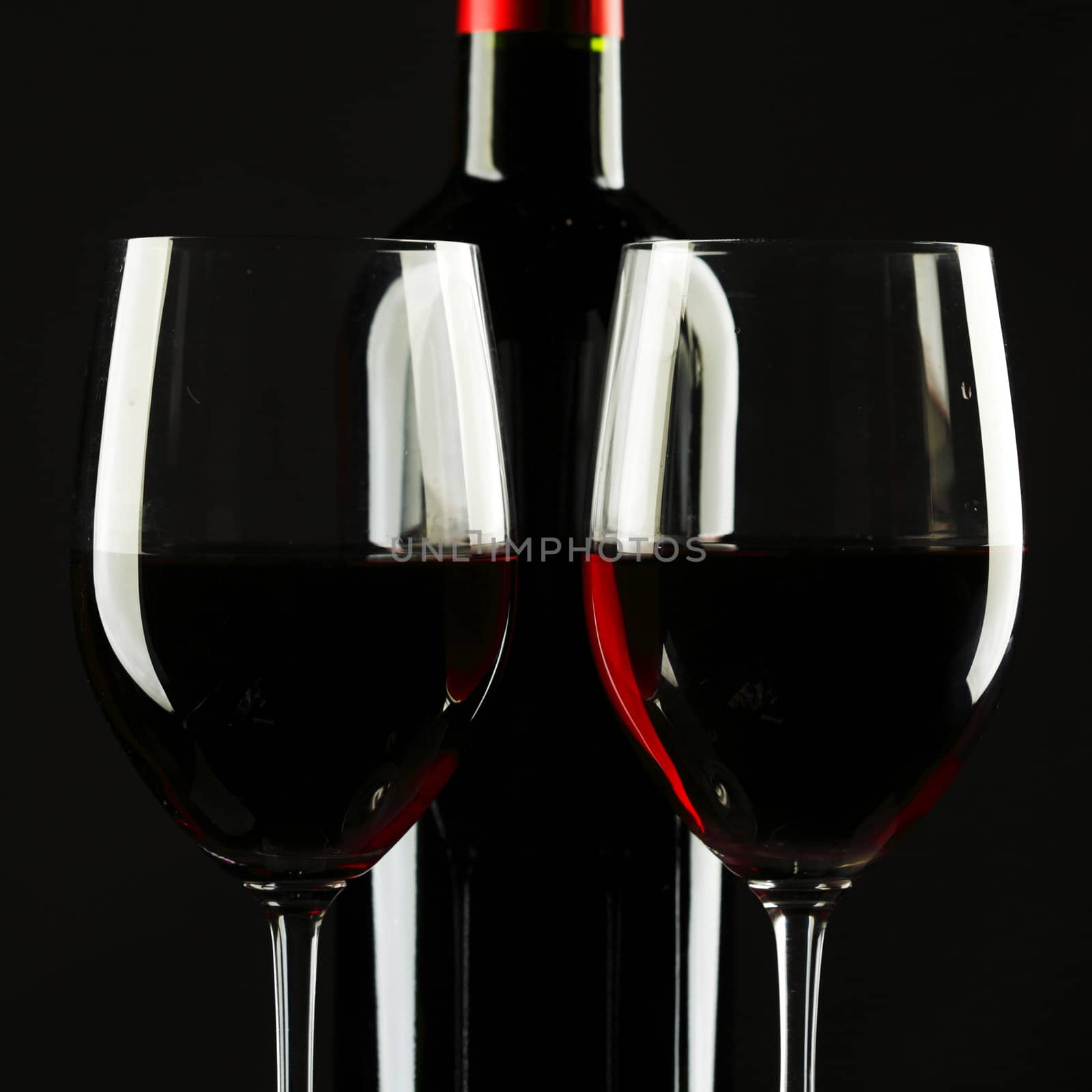 Red Wine Glass silhouette Black Background