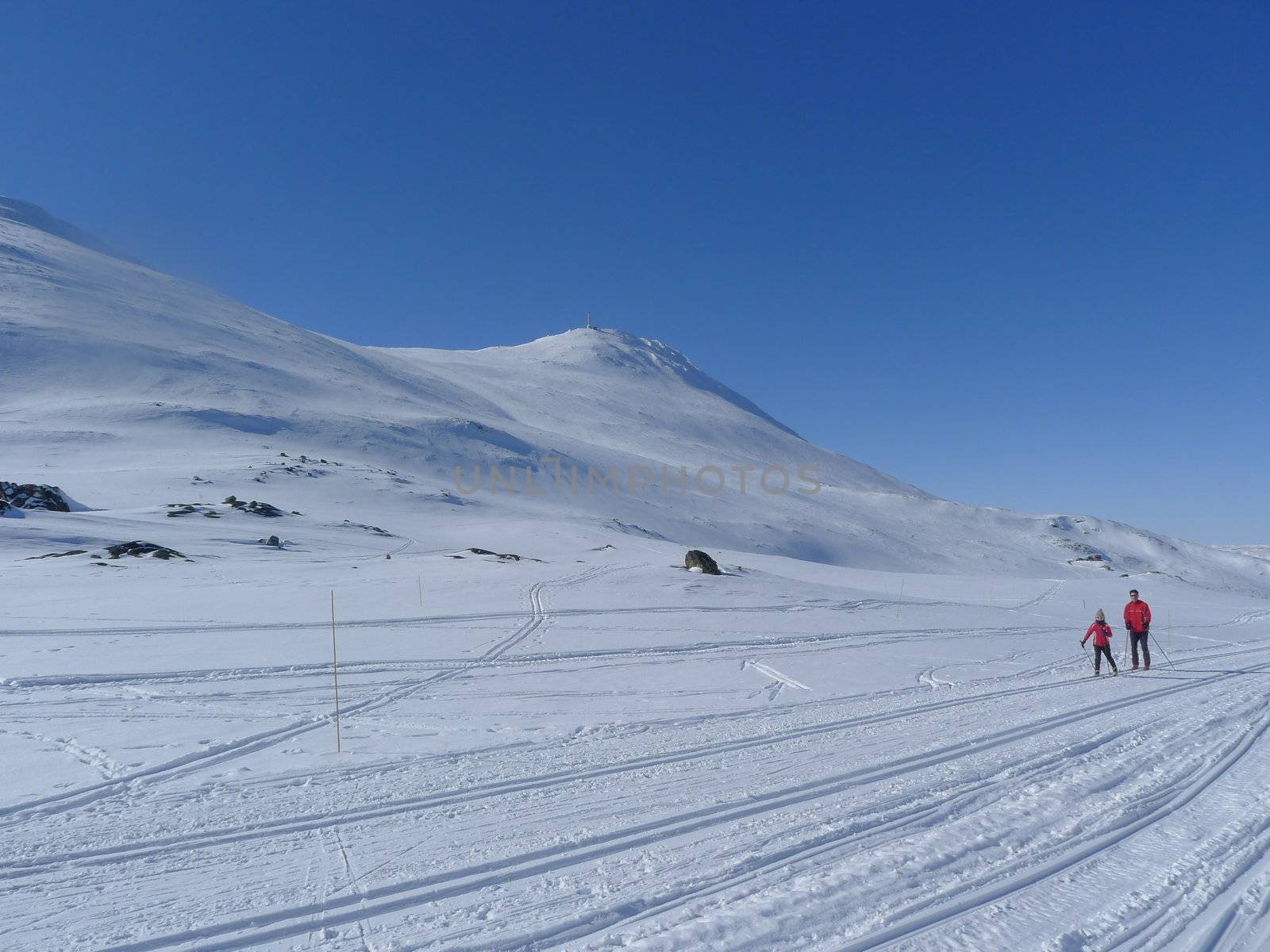 Skiing at Gaustatoppen, Norway