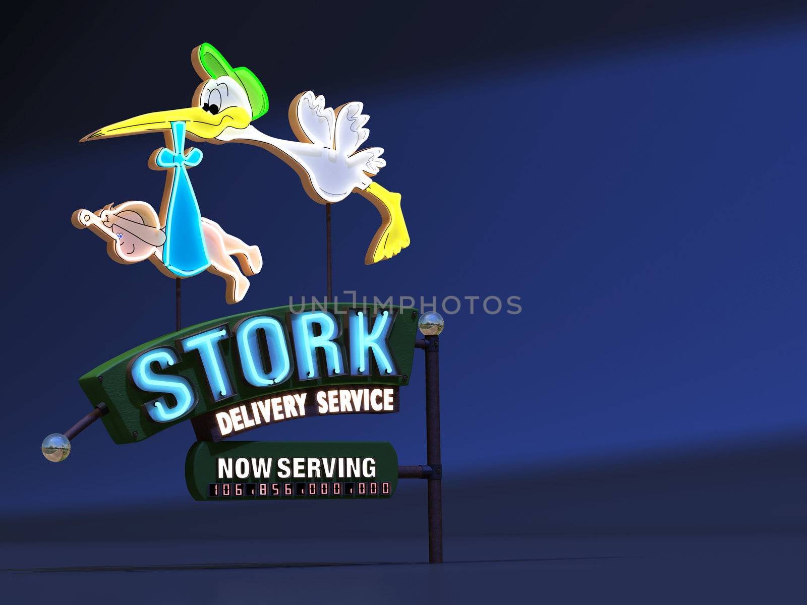 Stork Delivery Service Neon Sign