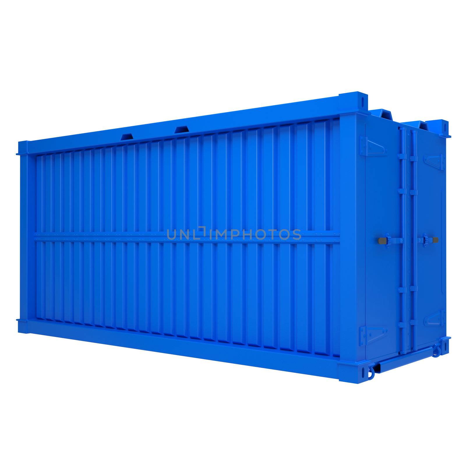 Blue container. Isolated render on a white background