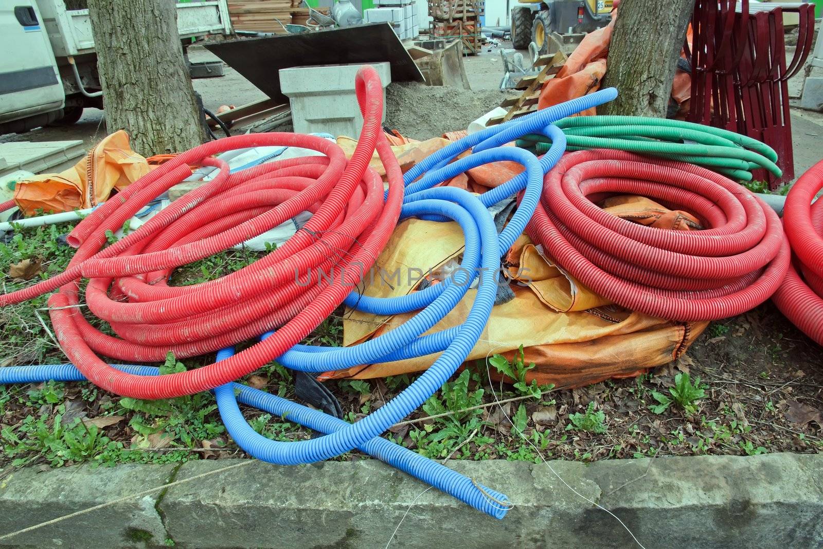 Stock of plastic pipes