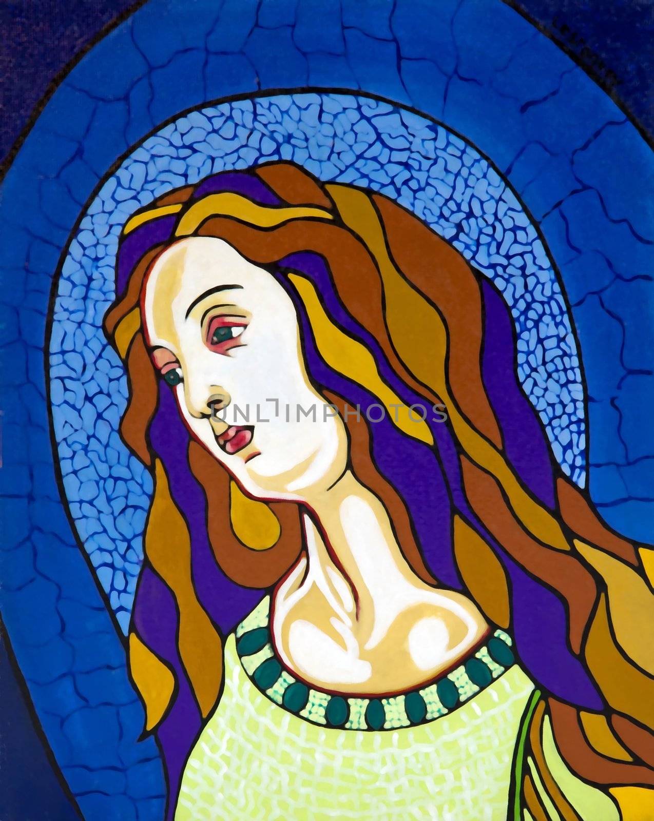 Virgin in the stained-glass window, free portrait interpretation by neko92vl