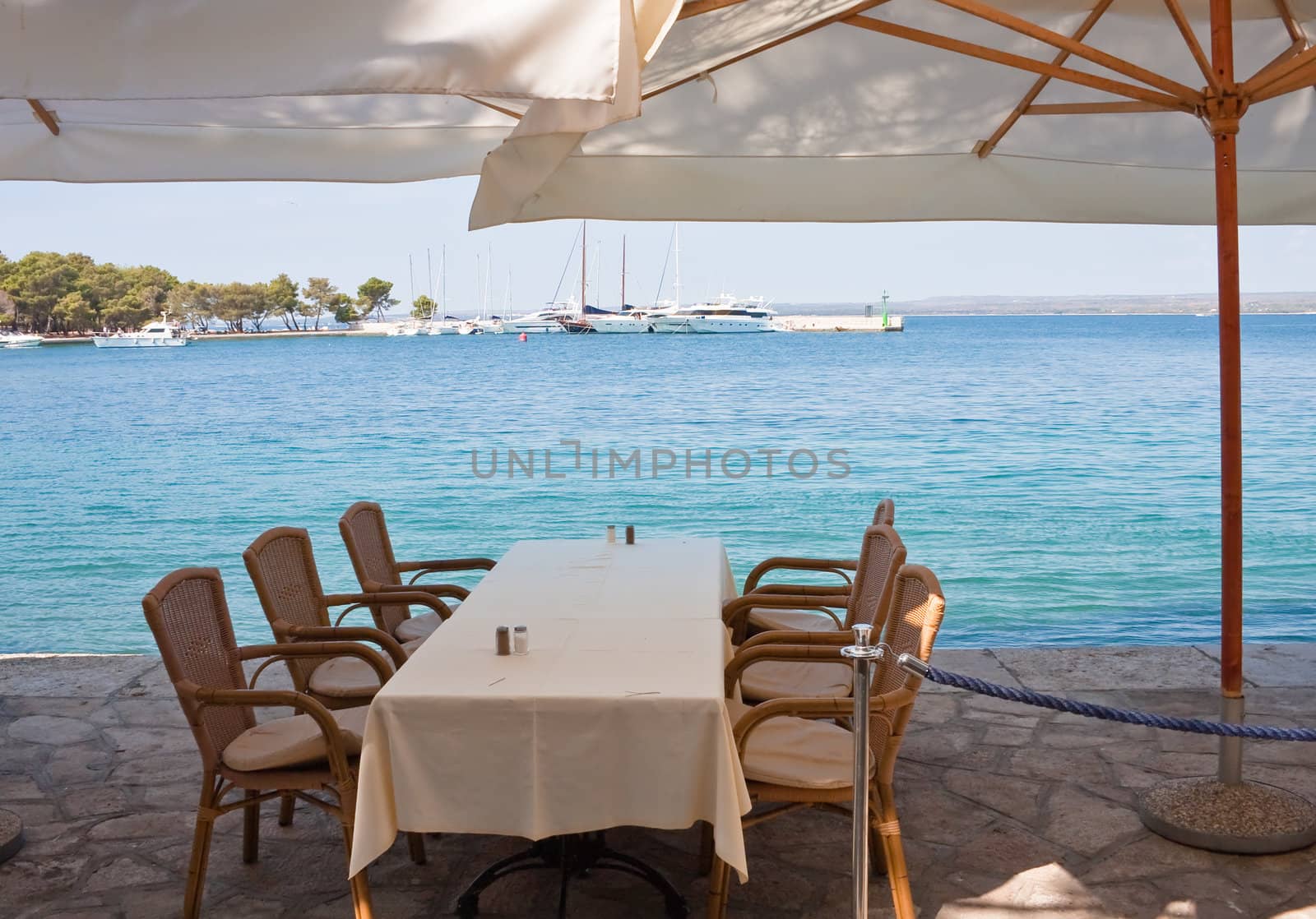 The restaurant on the coast. Big Brijuni. Croatia by nikolpetr