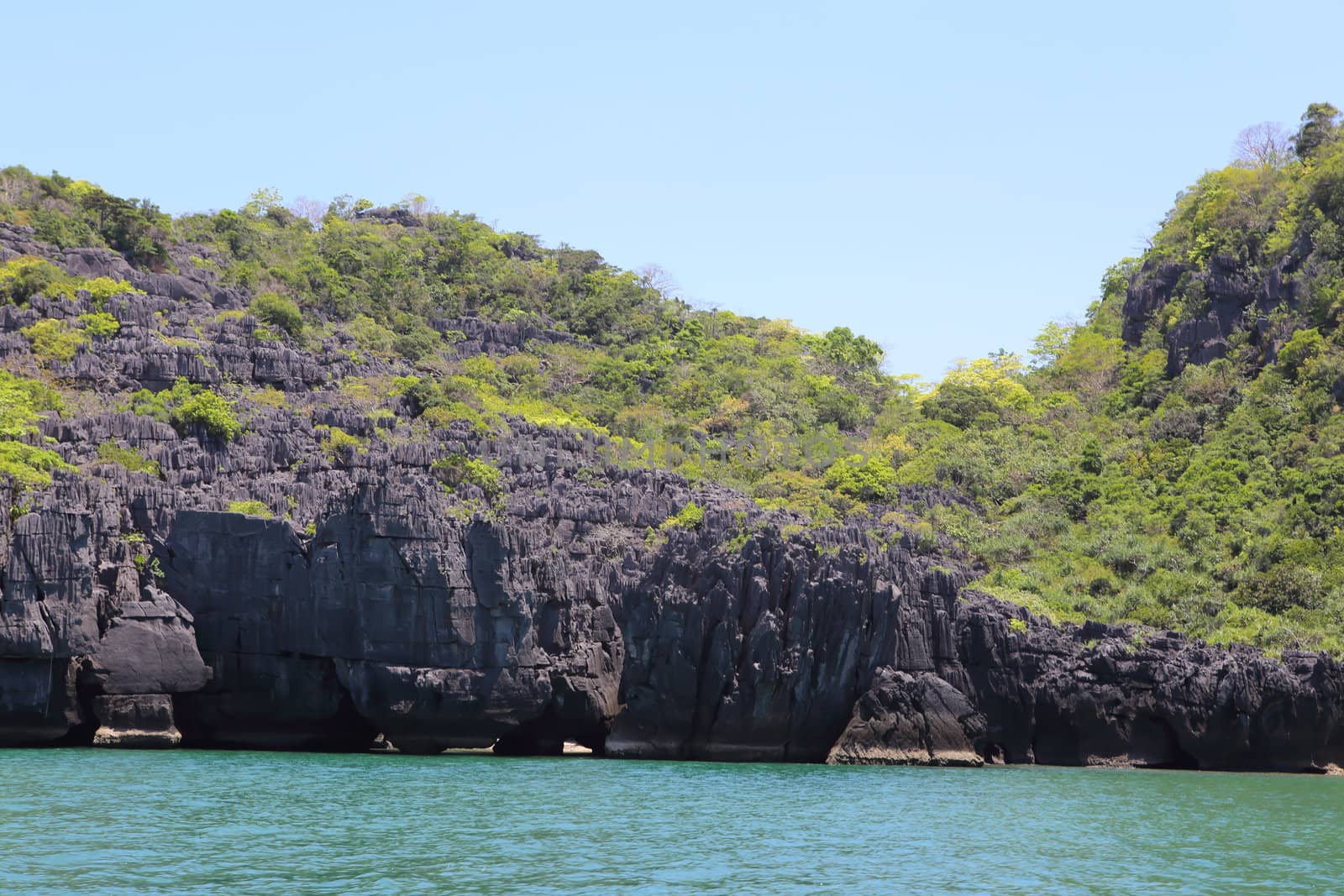 Tropical sea island rock, Thailand krabi shore line, island in s by rufous