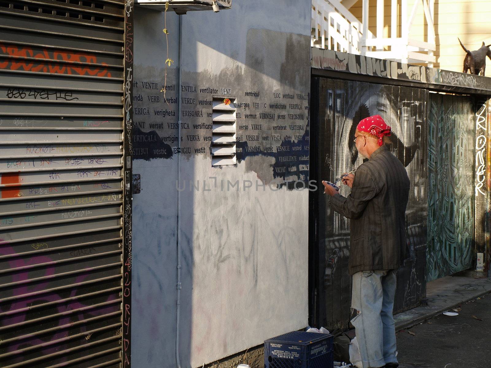 Artist painting on the wall by anderm