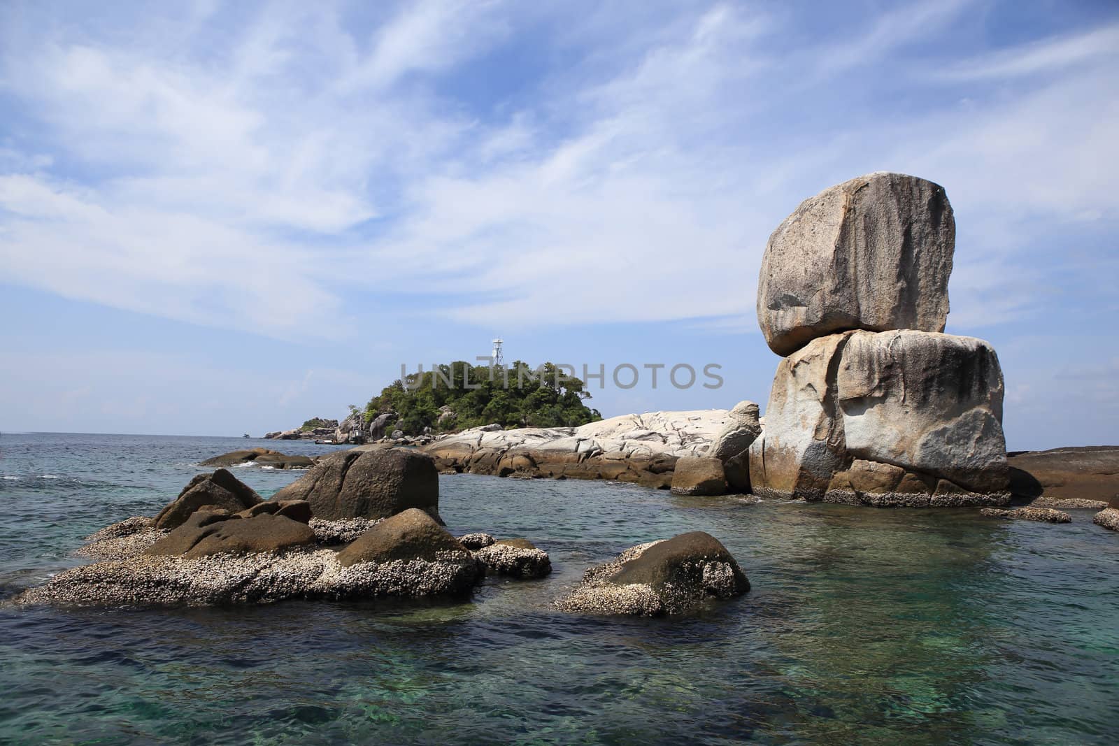 Large stone arch stack at Andaman sea near Koh Lipe, Thailand by rufous