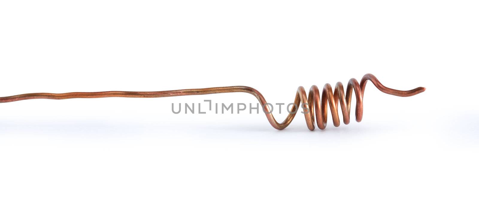 Copper wire on white background. Clipping path is included