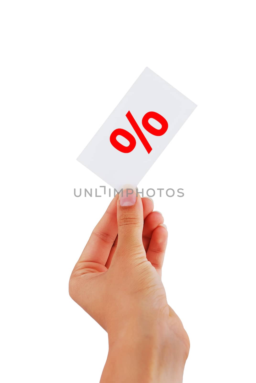 blank business card in his hand a woman