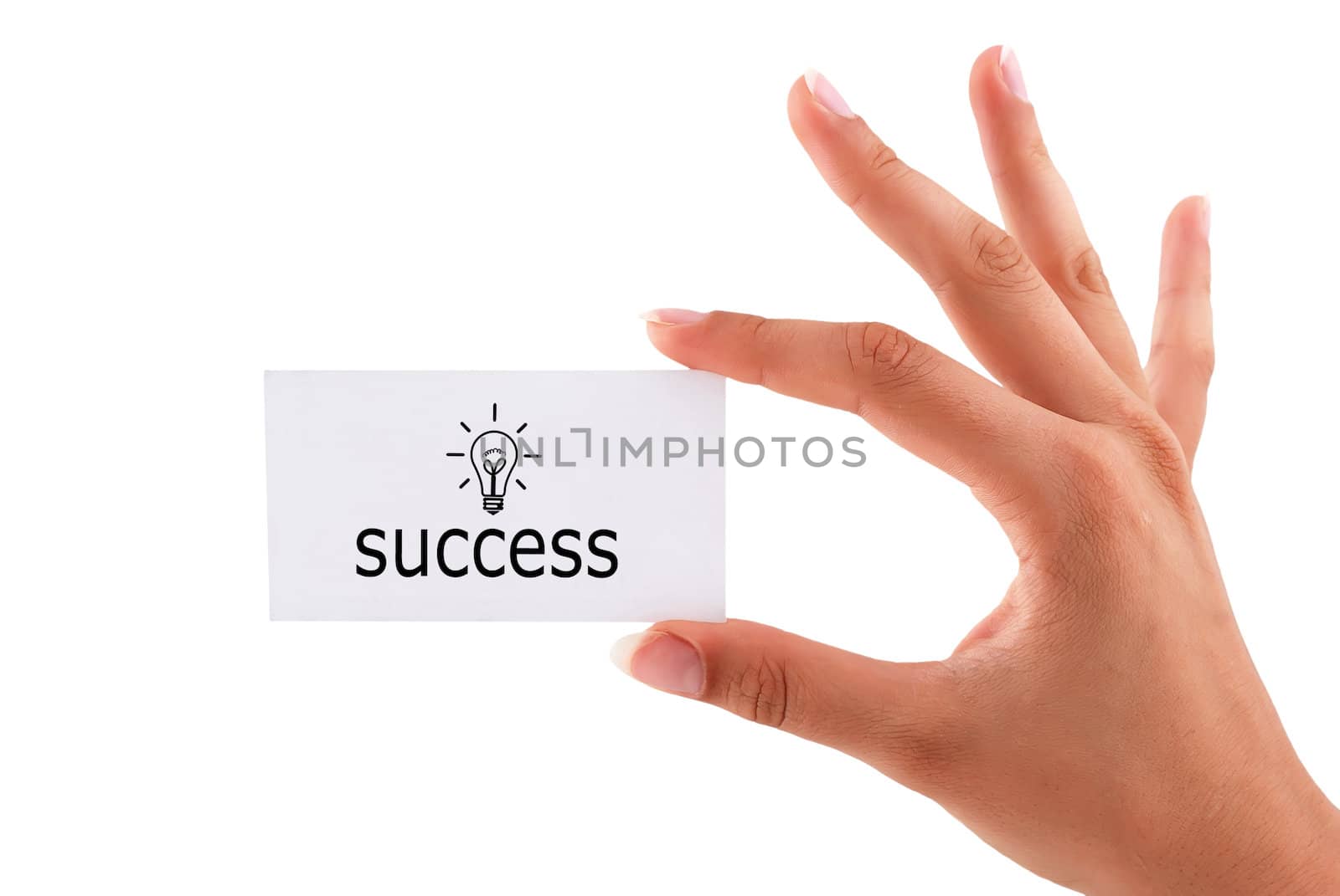visiting card in hand success concept