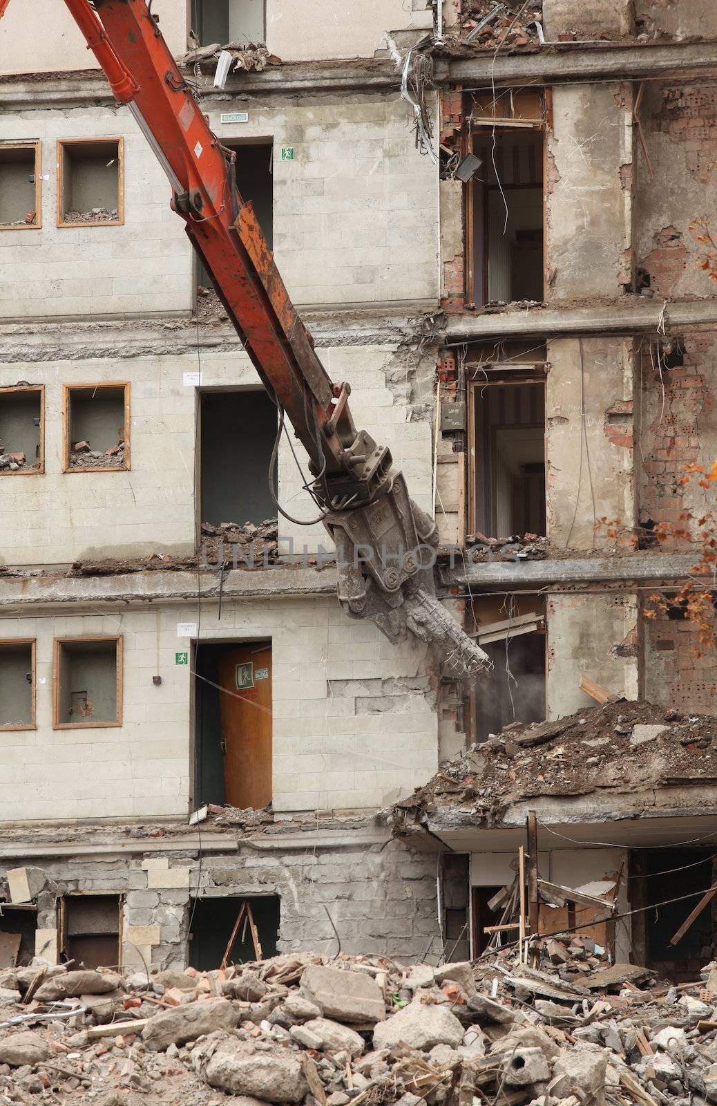 demolition of old buildings for new construction