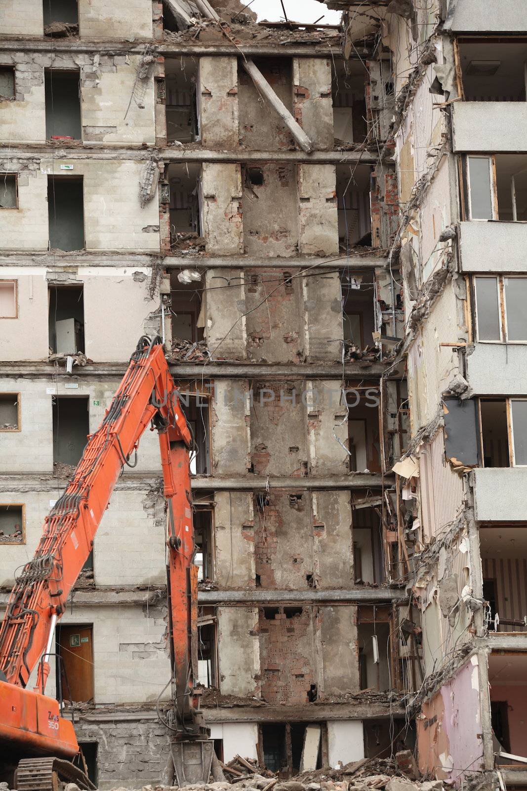 demolition of old buildings for new construction