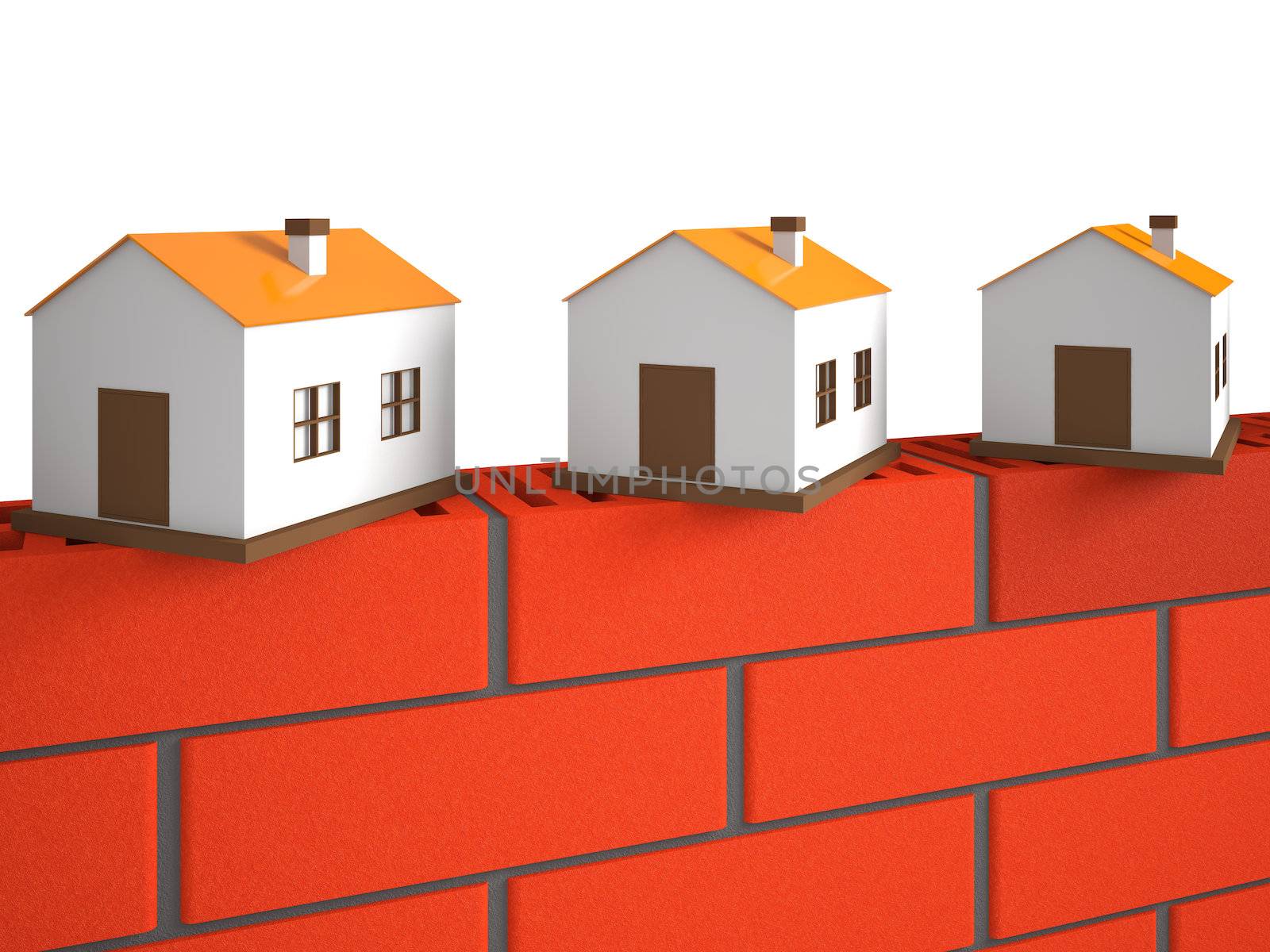 A small houses on the brick wall