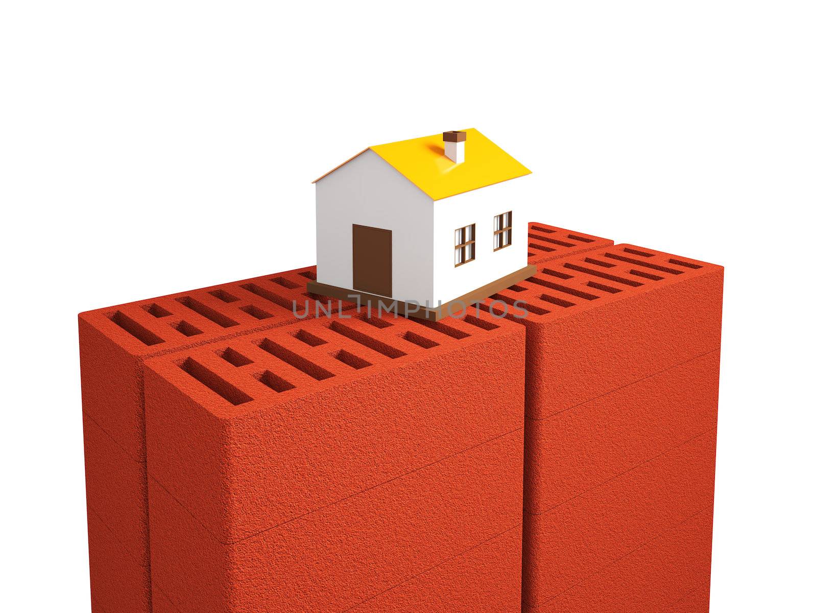 A small house is on the bricks