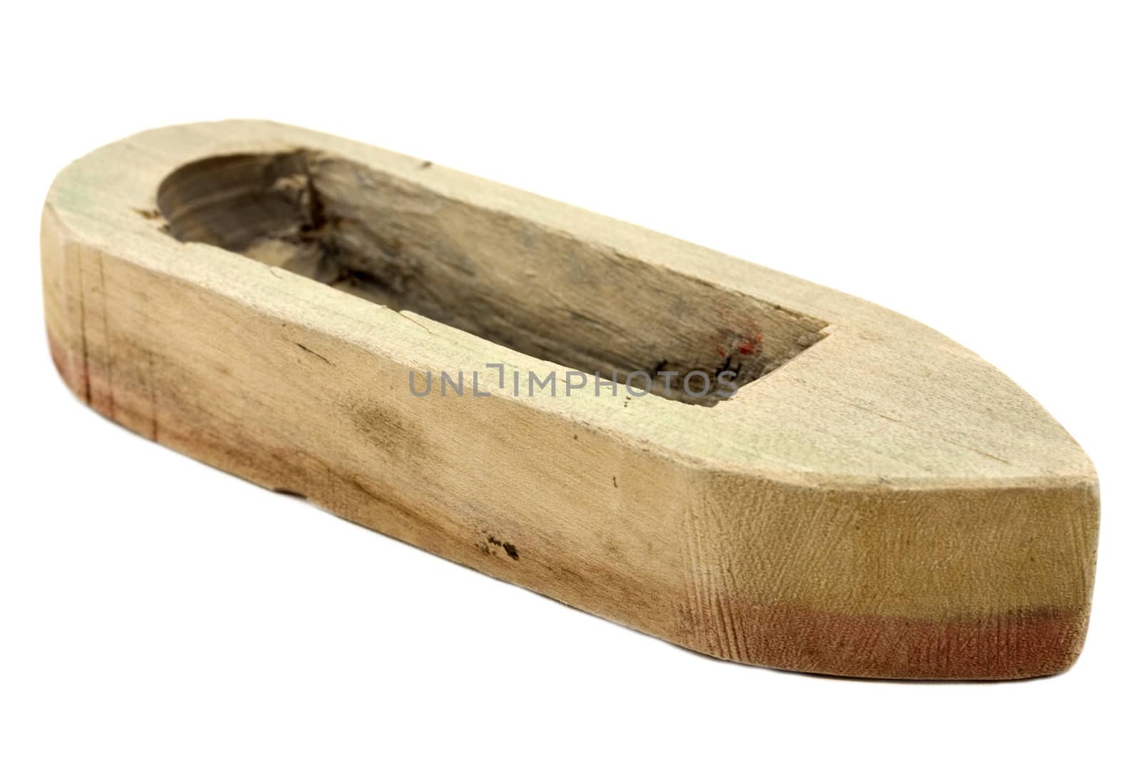 Old simple little homemade wooden toy boat