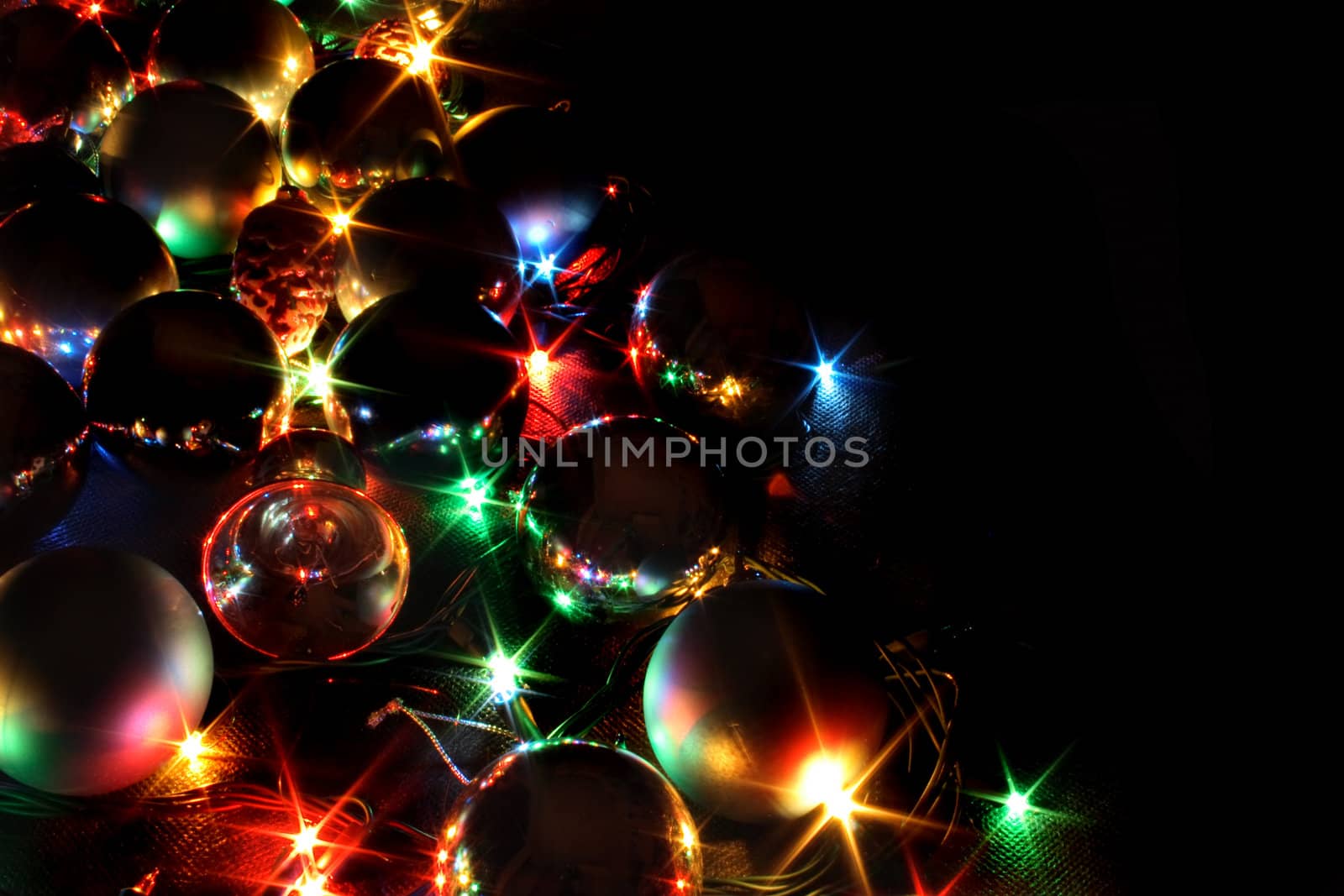 xmass color ligts on the black background