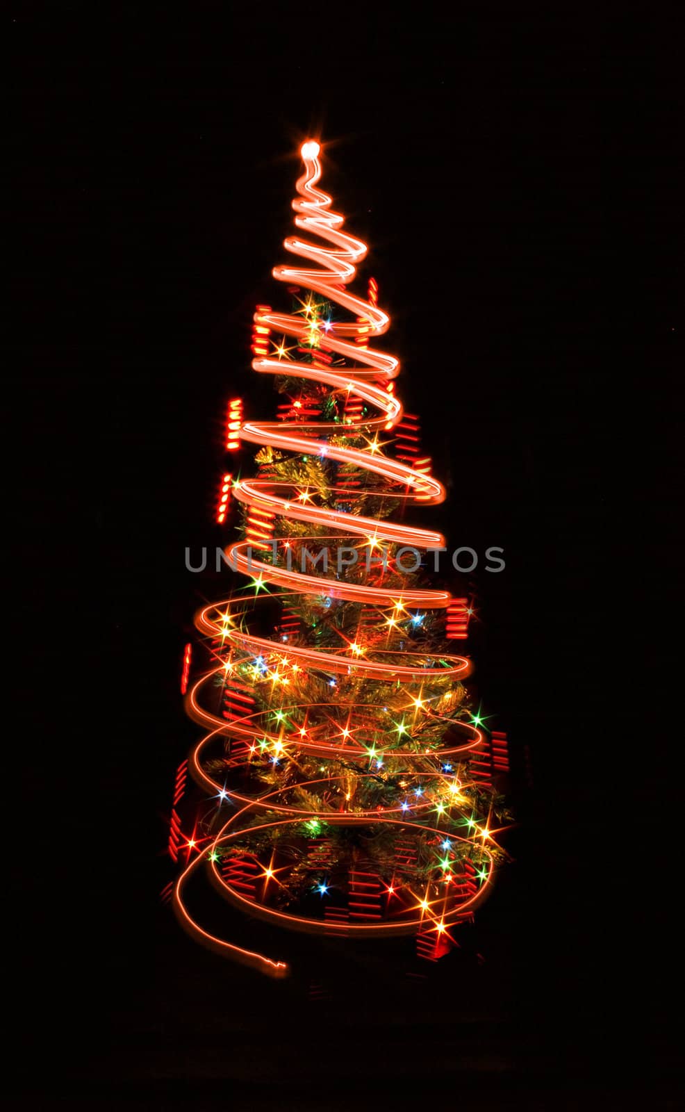 xmas tree from the lights on the black background