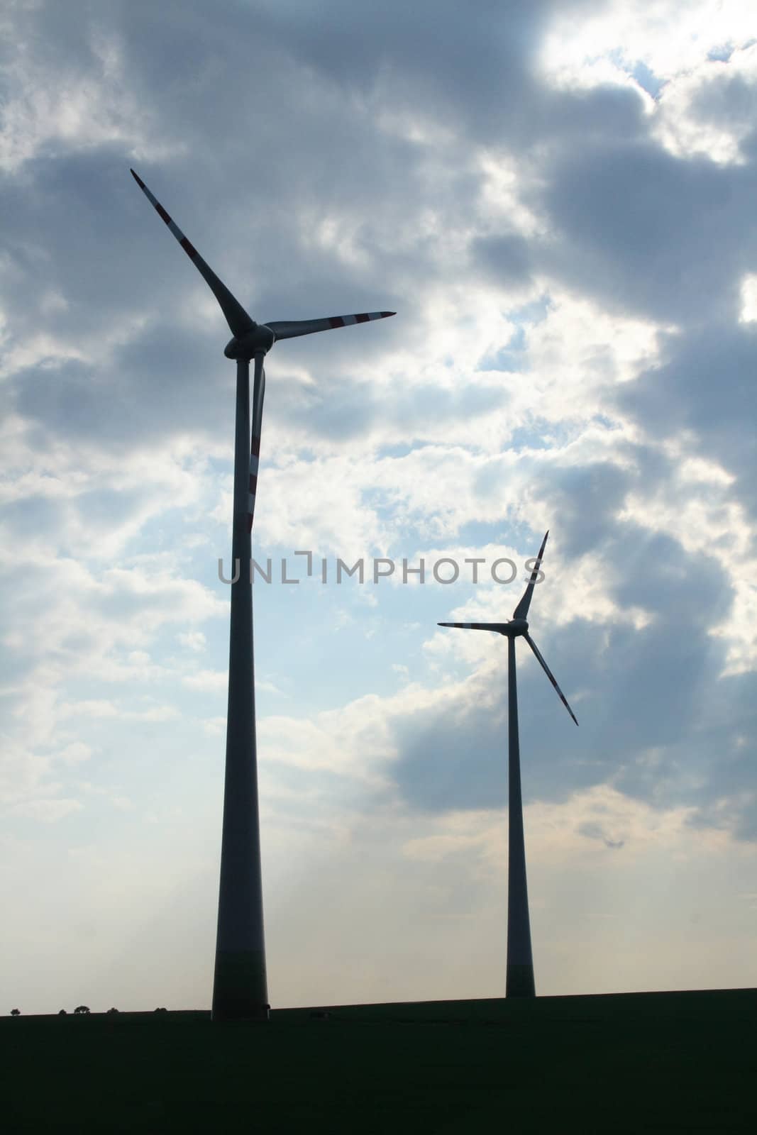 wind farms in Austria and blue sky