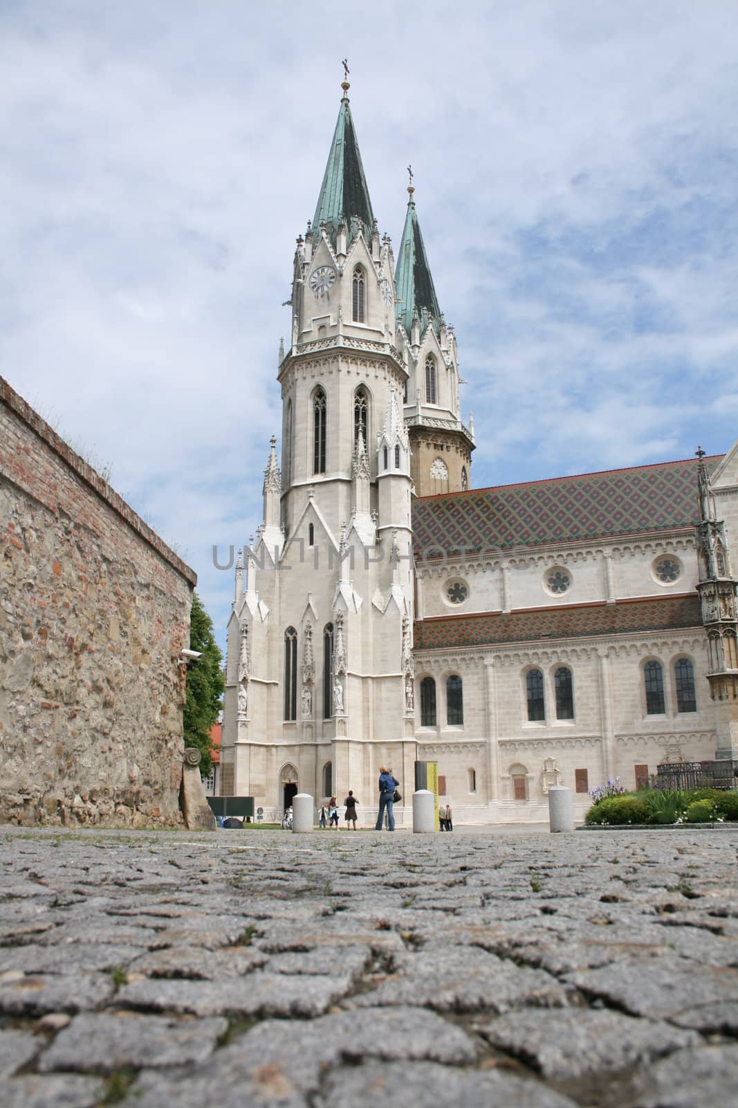 an old castle in Wien and blue sky