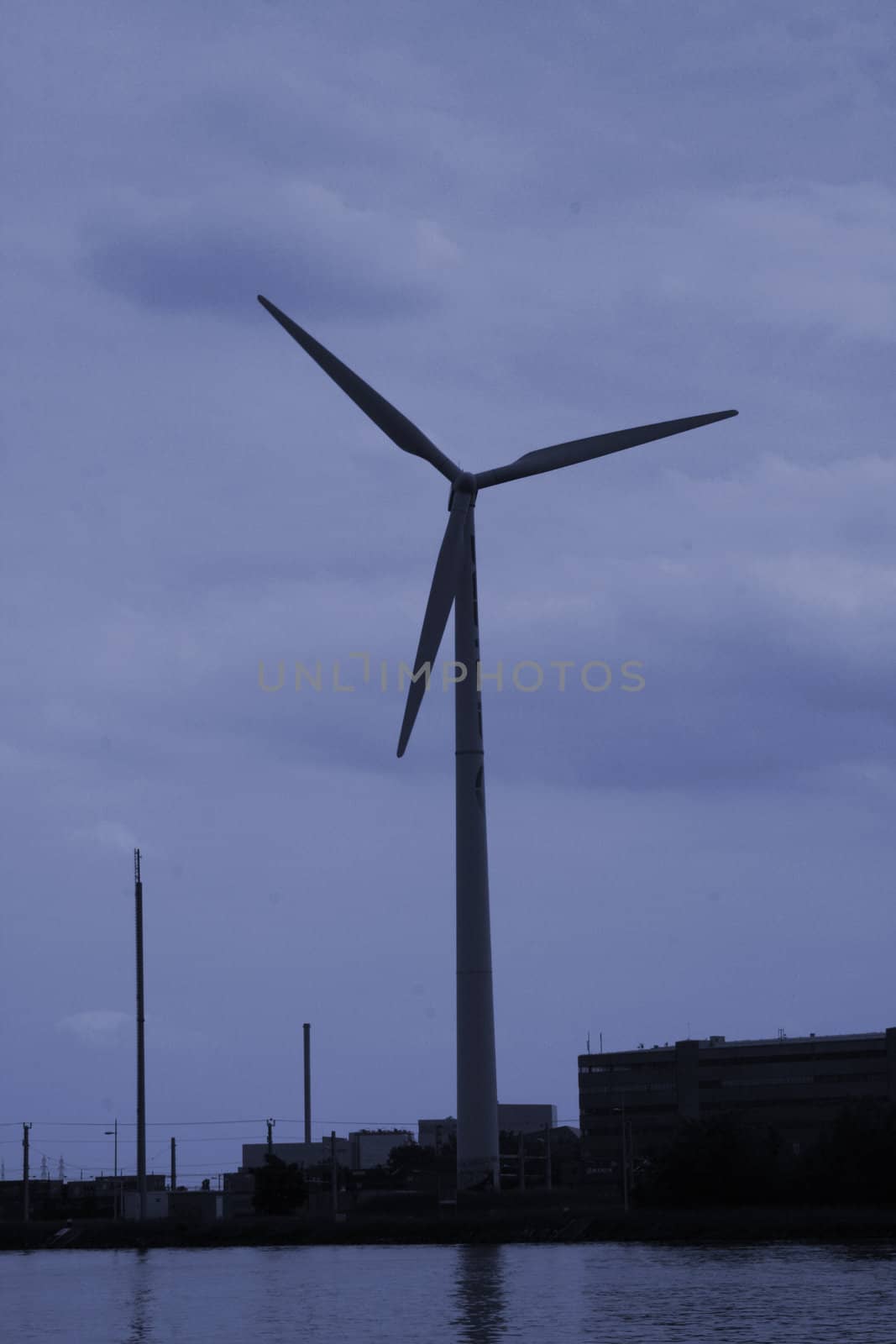 wind power in the night in the austria