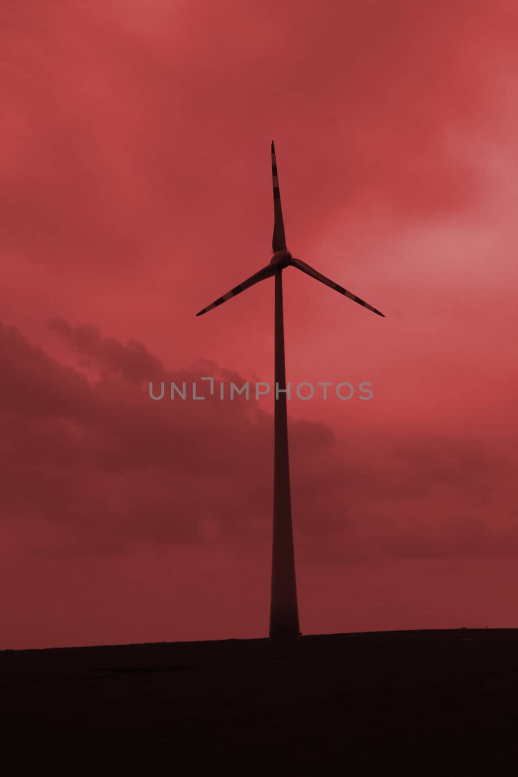 wind farm and sunset in the austria