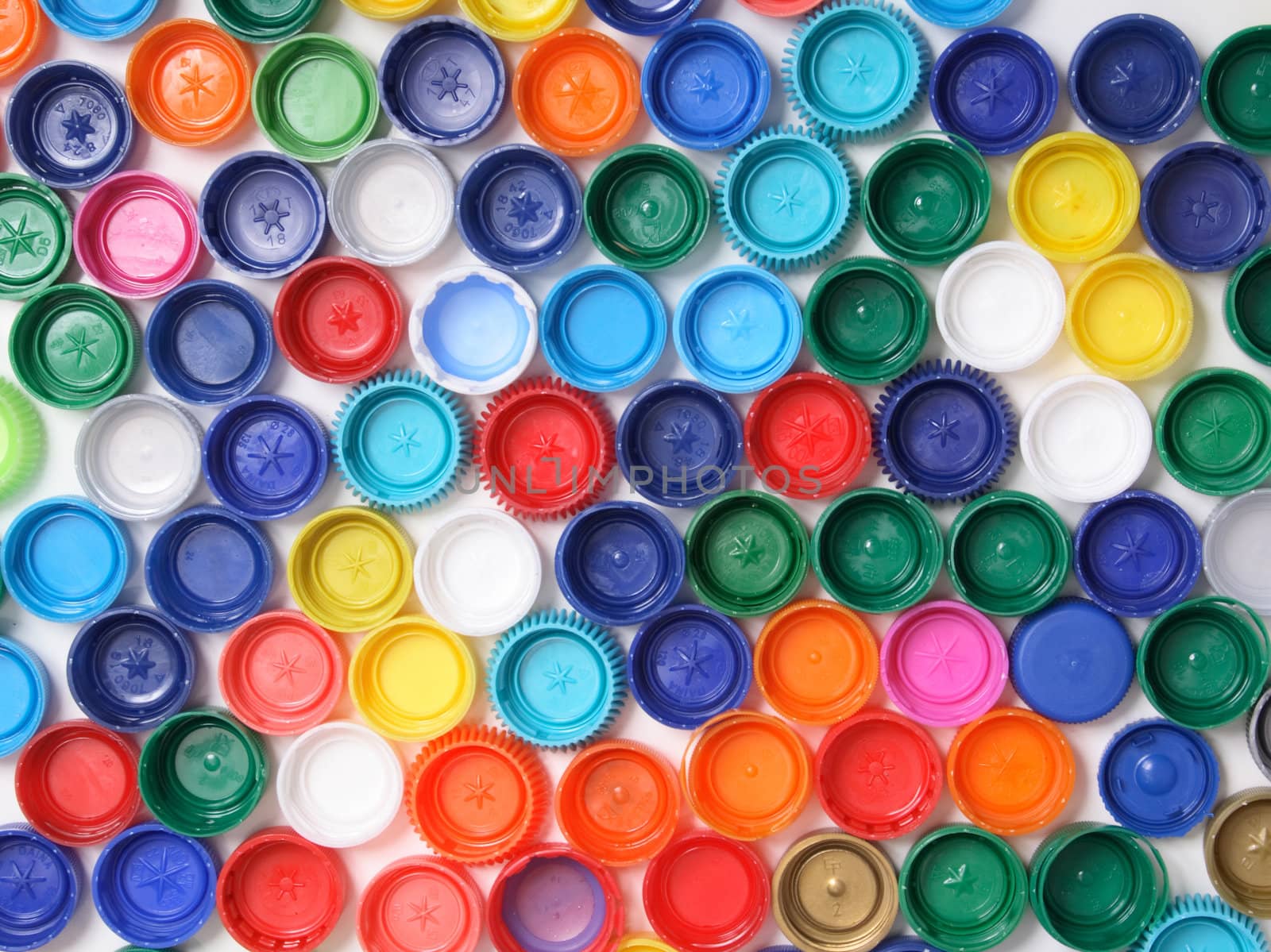 color background from the caps of pet bottles