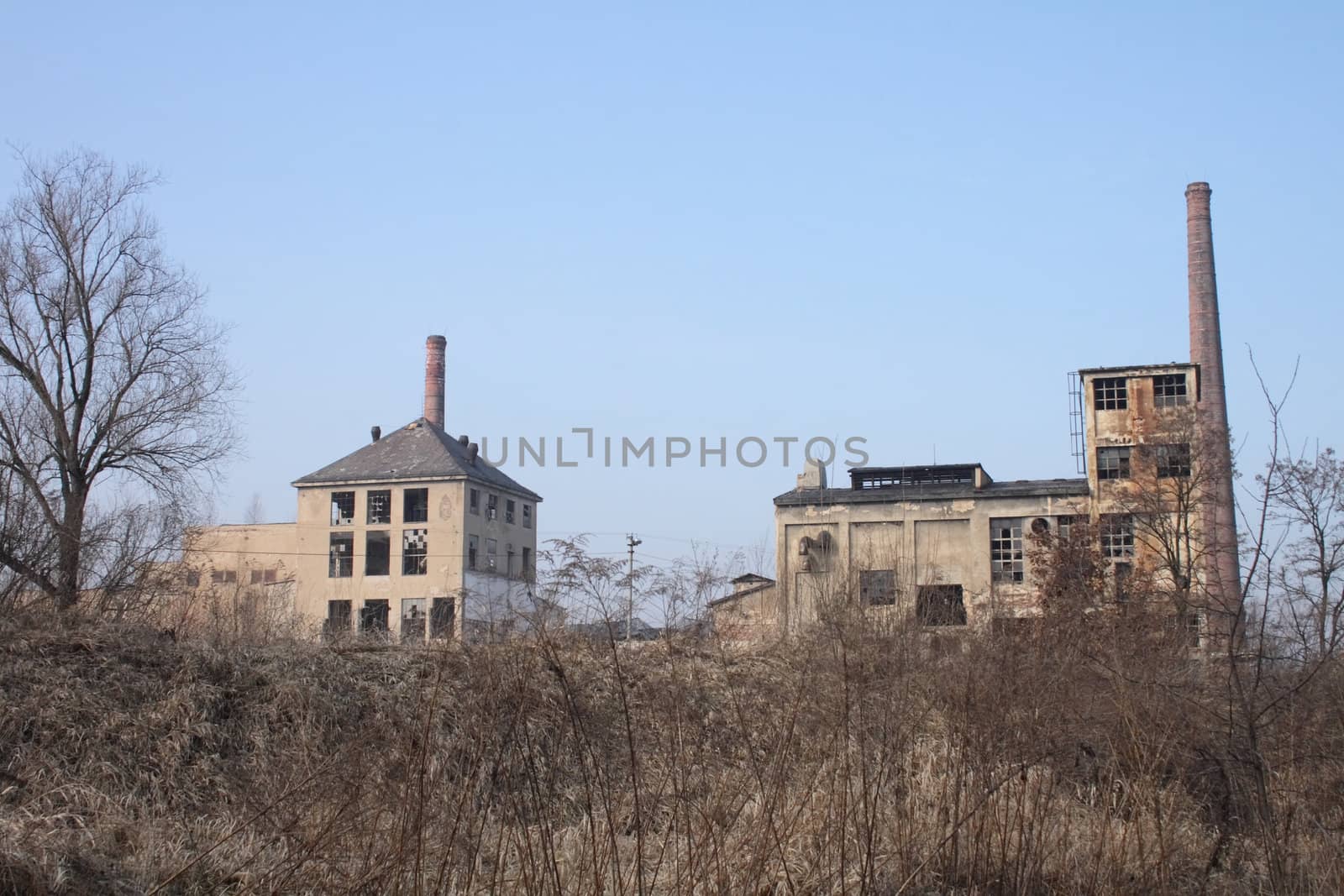 very old factory and the blue sky 