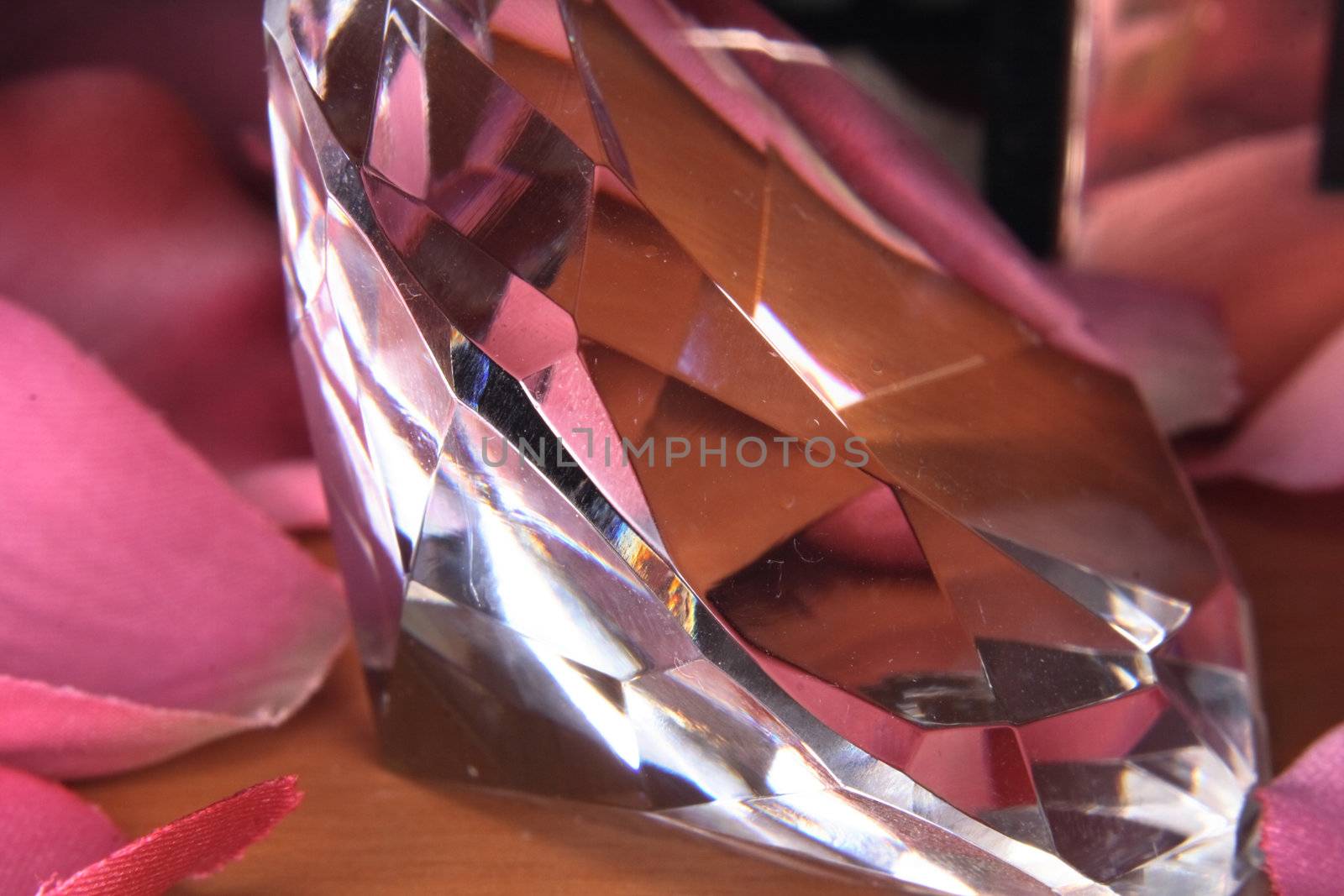 detail of shiny diamond with peaces of roses