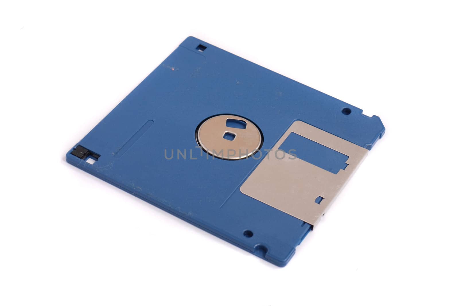 blue floppy disk on the white background