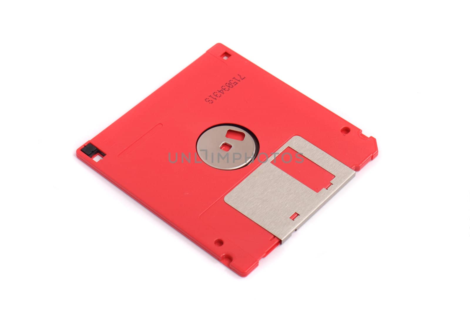 red floppy disk on the white background