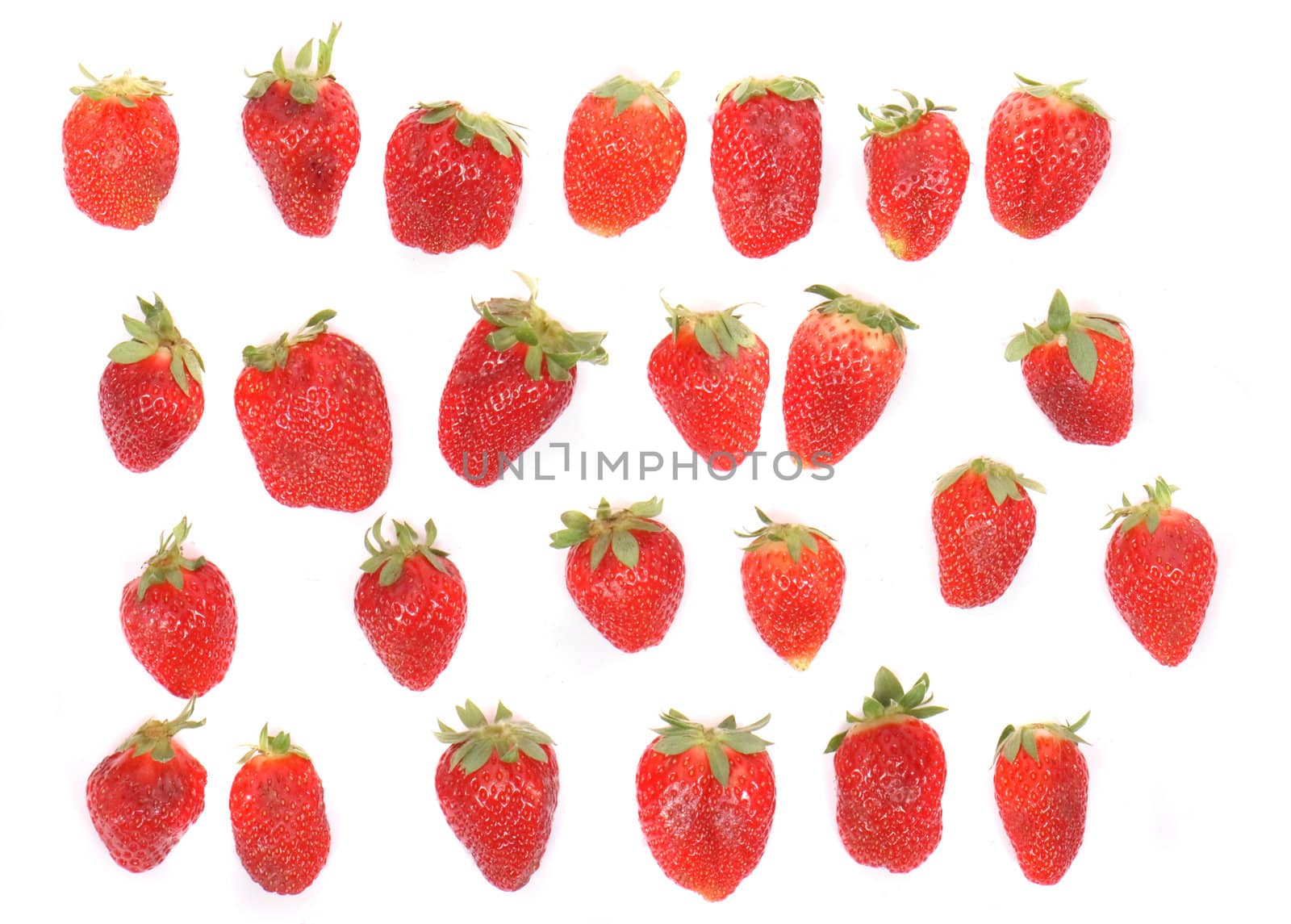 fresch red strawberries on the white background