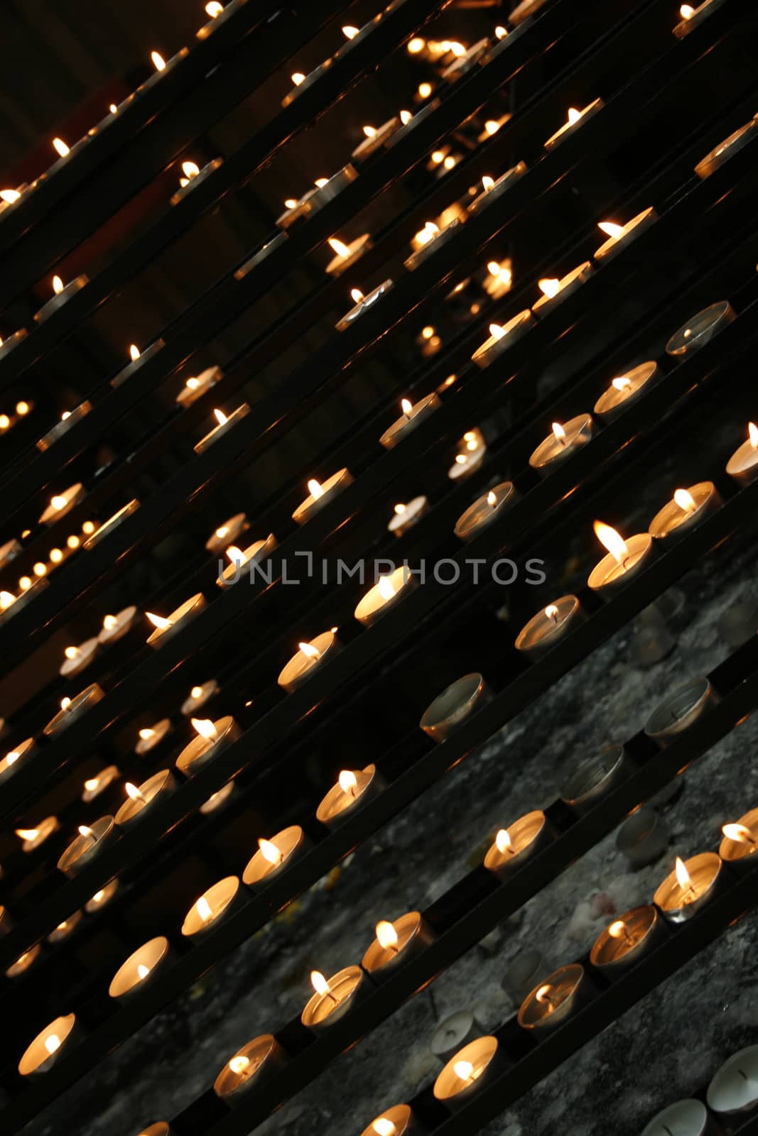 very romantic candles background in the church