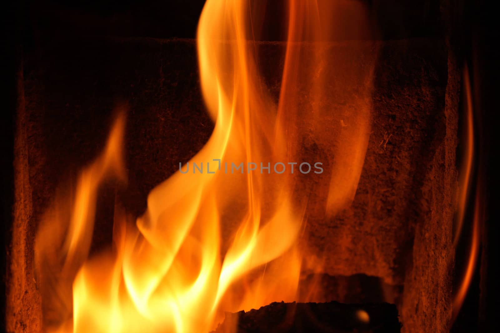 natural fire texture on the black background